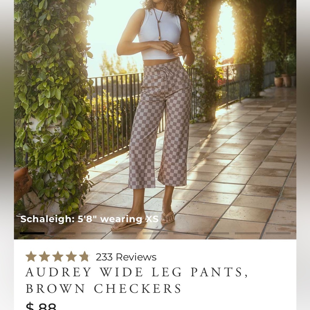 Albion Fit Audrey Wide Leg Pants in Brown Checkers